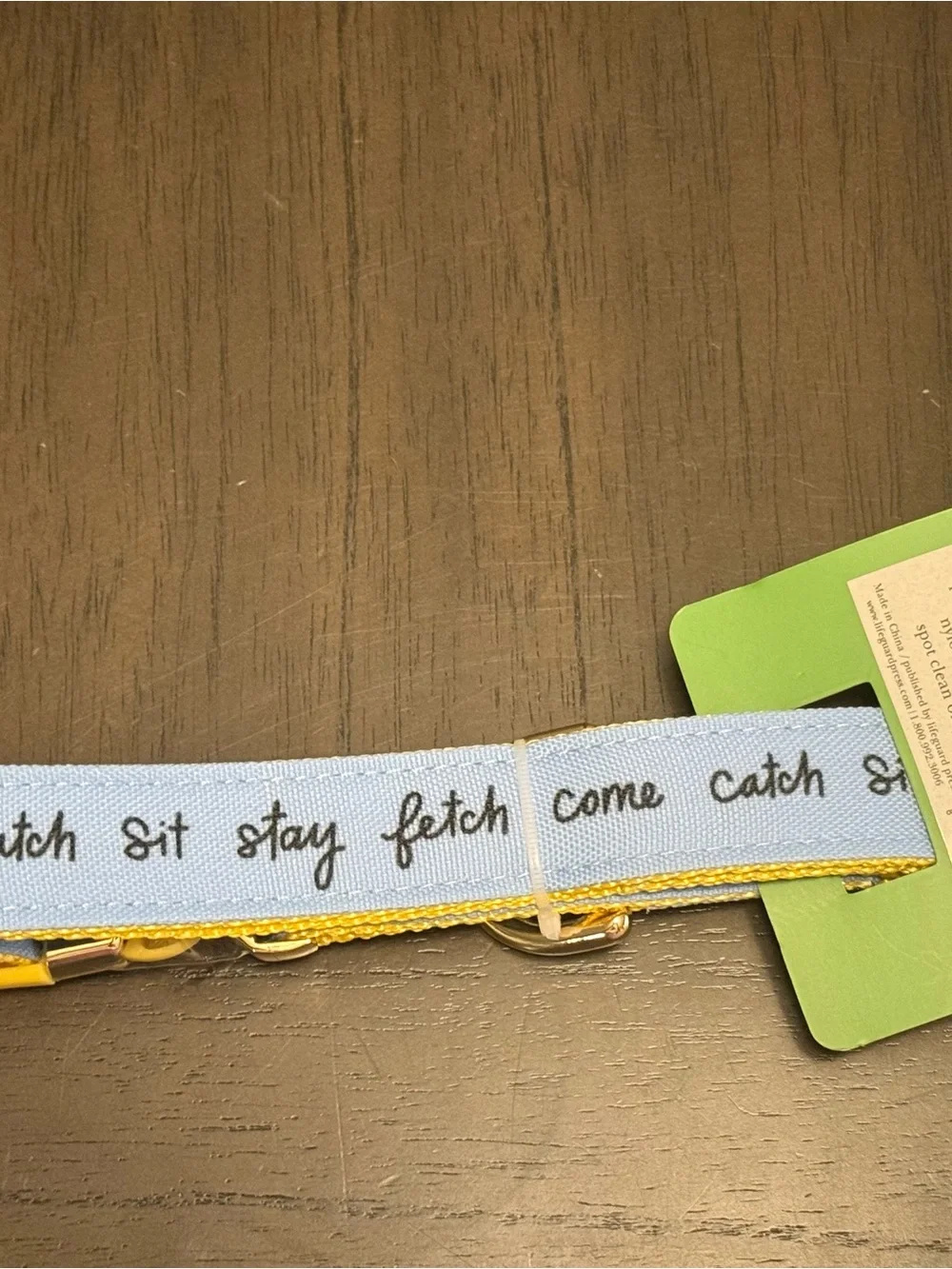 kate spade Blue and Yellow Kids Dog Collar with Gold Hardware